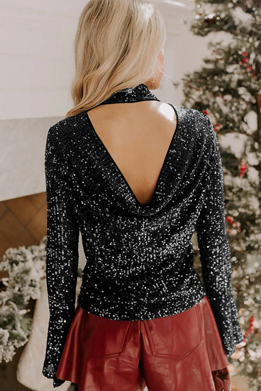 Sequin Drape Top Dear-Lover Dropshipping