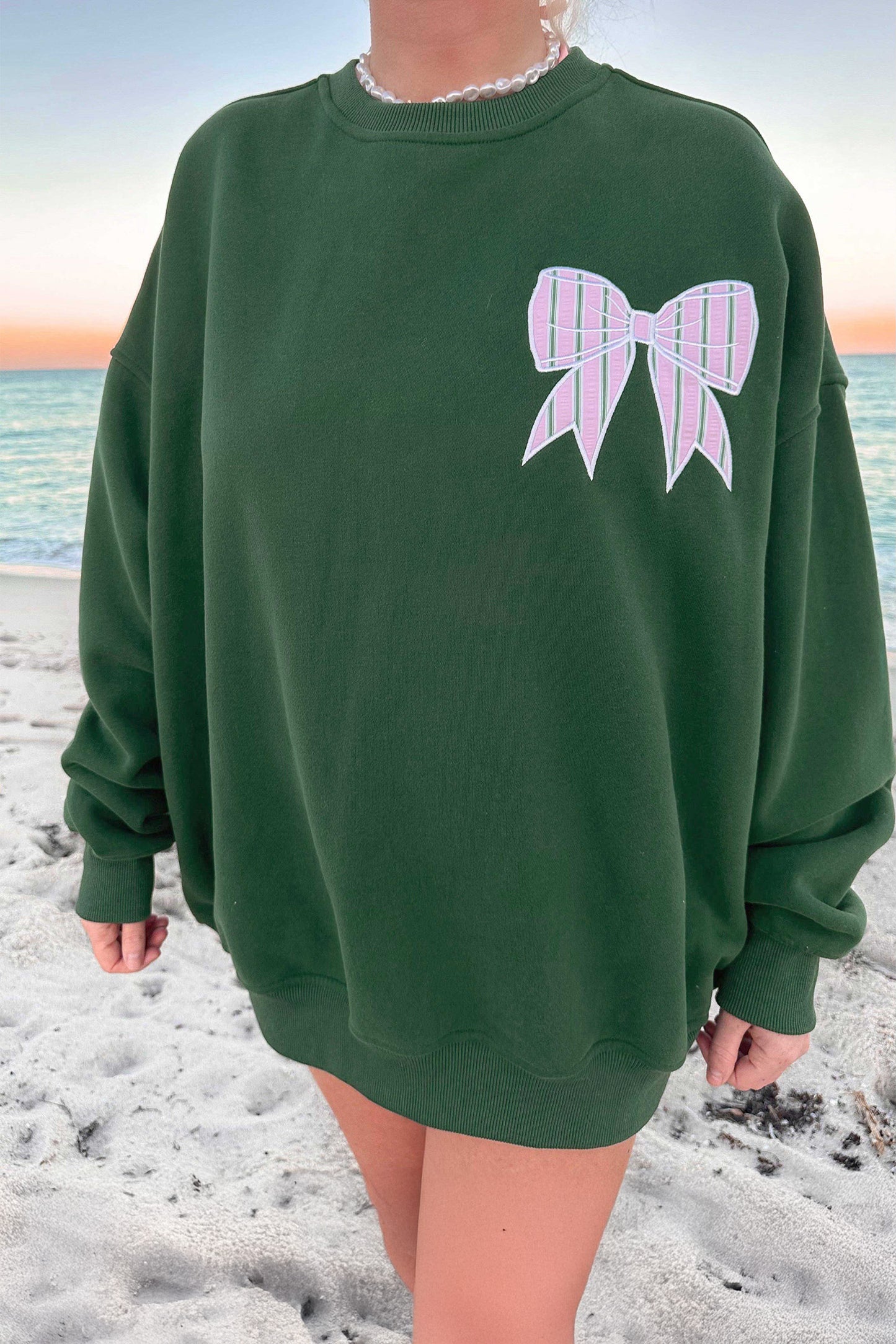 Bow Oversized Sweatshirt - Green