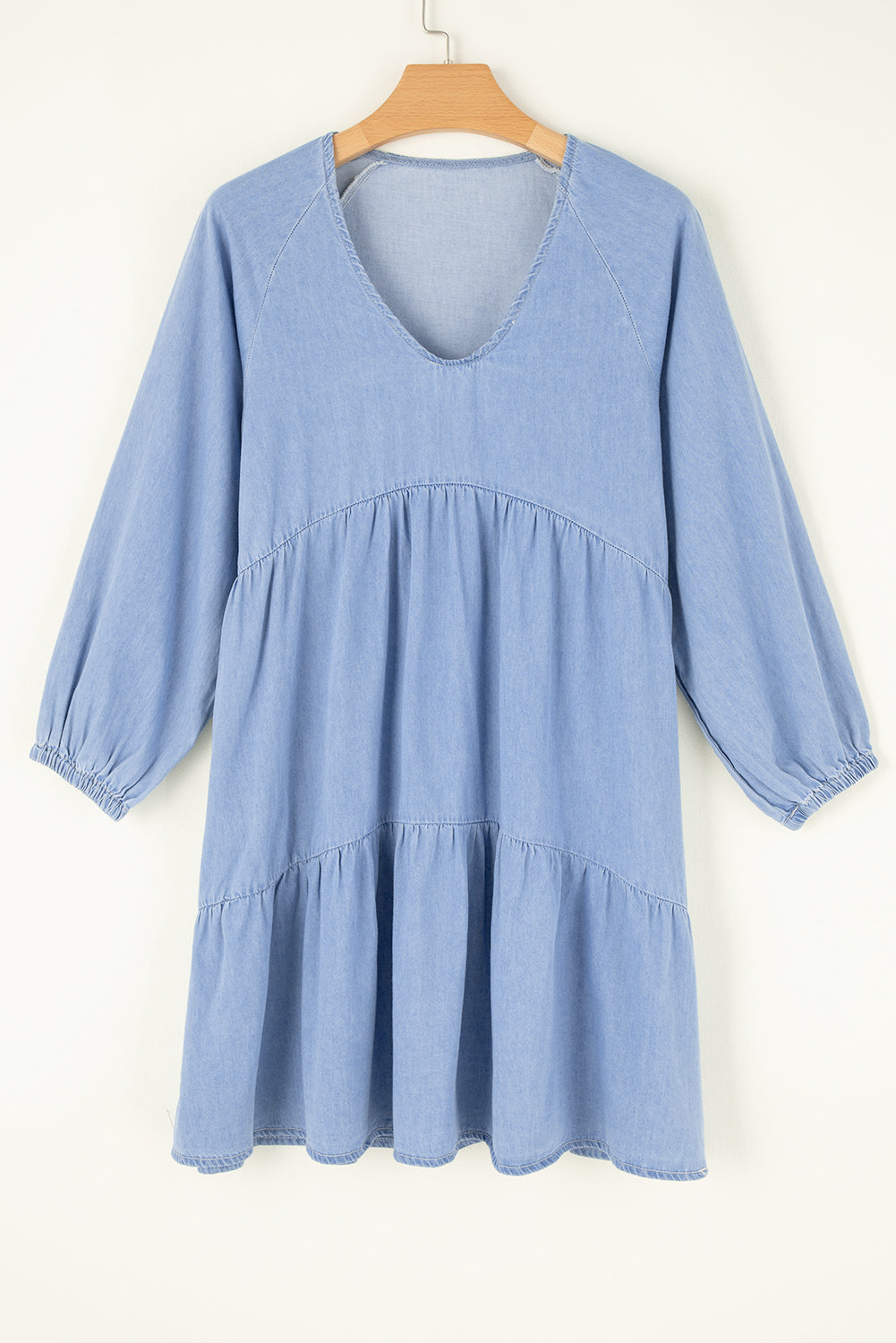 Puff Sleeve V Neck Tiered Ruffled Mini Dress Daisie Boutique