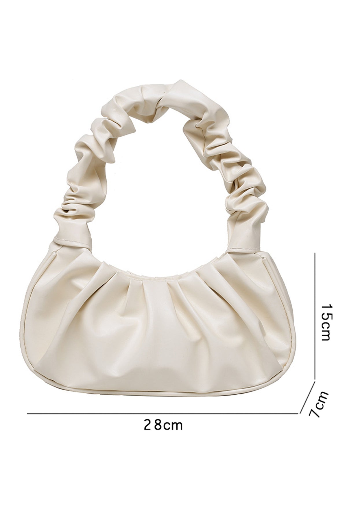 White Sleek Pleated Hand Bag