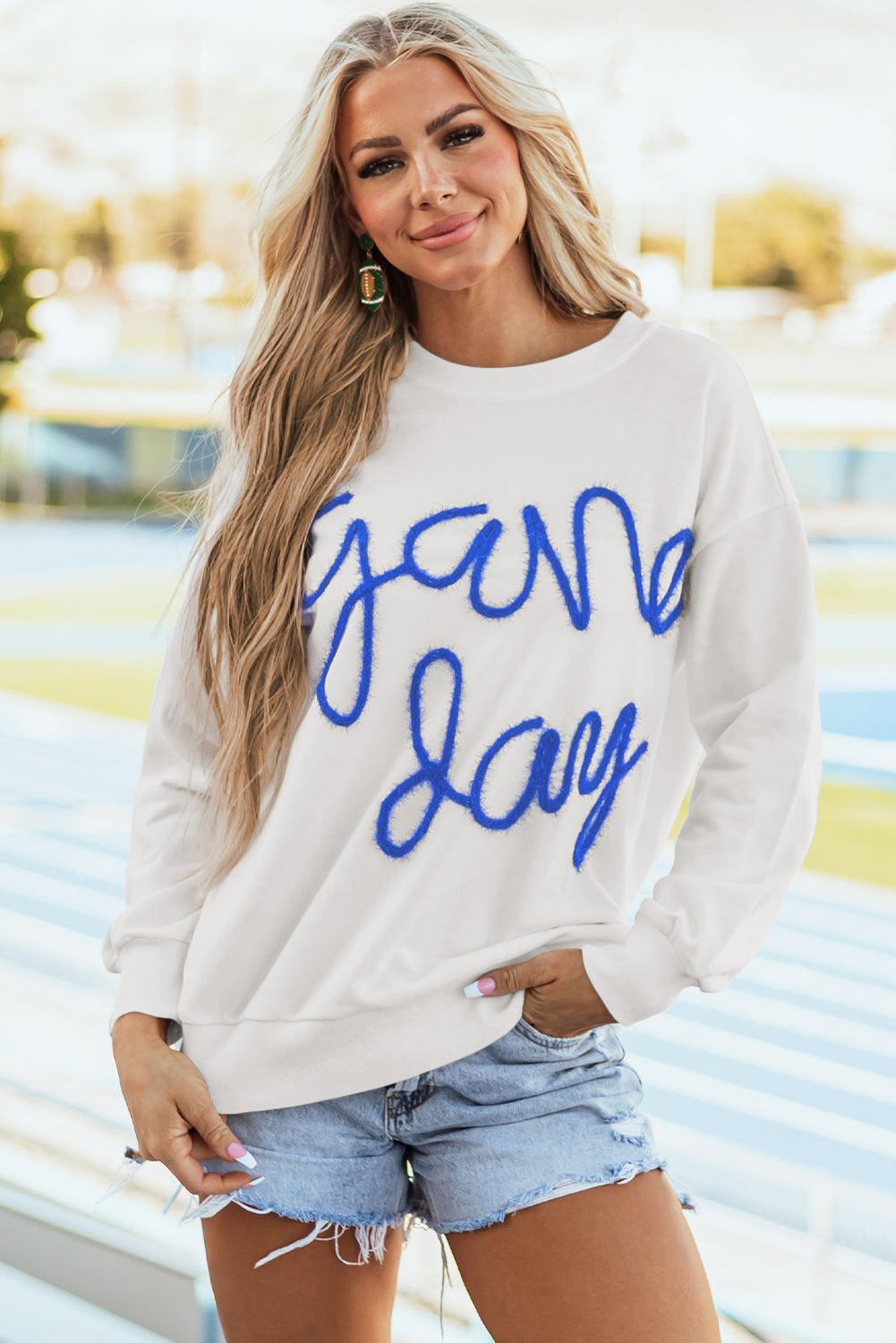 Game Day Drop Shoulder Graphic Sweatshirt Daisie Boutique