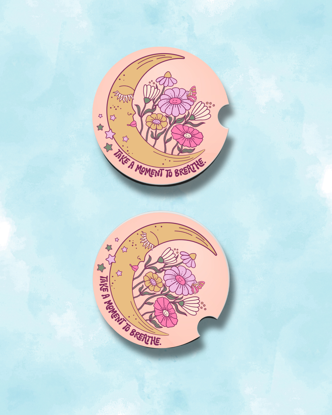 Breathe Moon Child - Car Coaster Set (2-Pack) Daisie Boutique