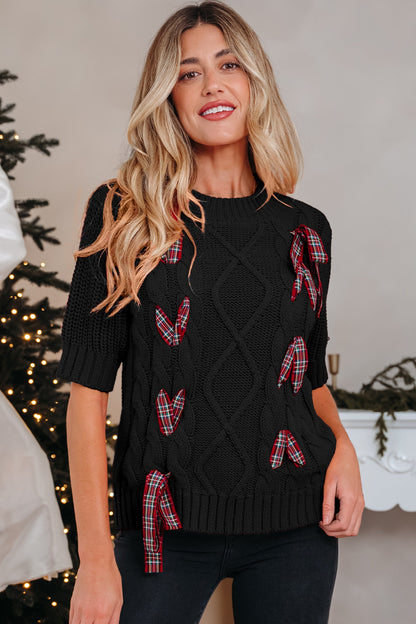 Lace up Holiday Puff Sweater Dear-Lover Dropshipping
