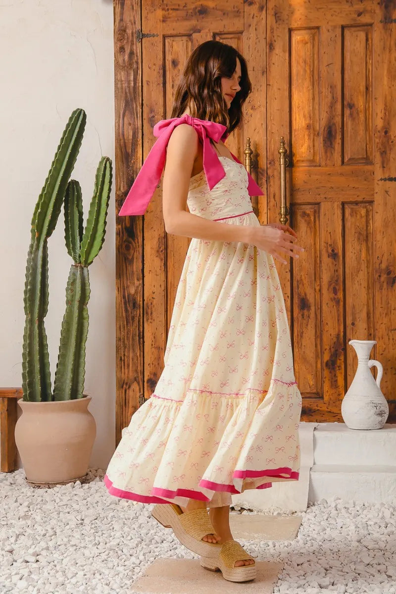 SO ME Ribbon Flowy Maxi Dress with Contrast Trim My Pampered Life Seattle