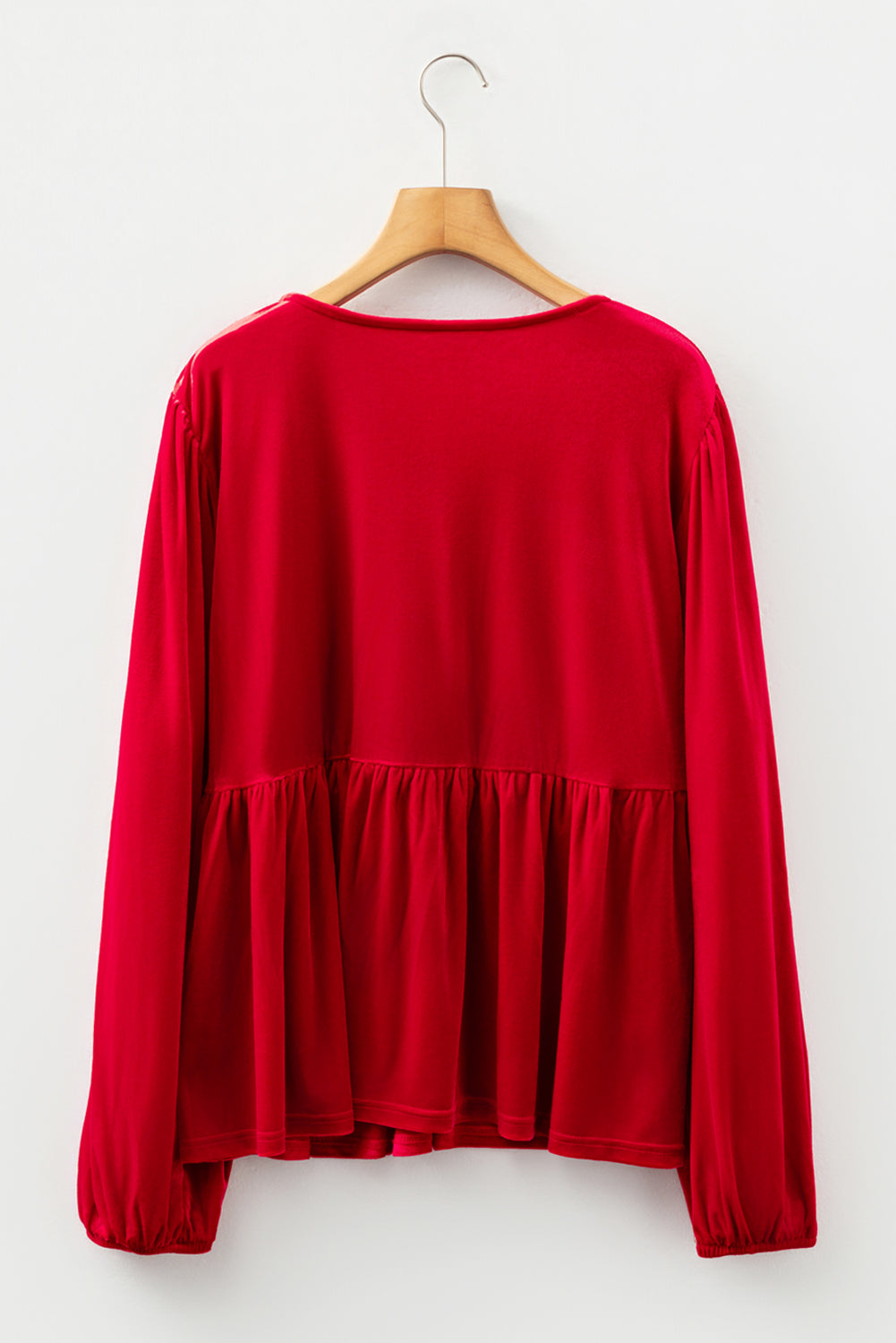 Plus Size Tie Front Velvet Peplum Blouse Dear-Lover Dropshipping
