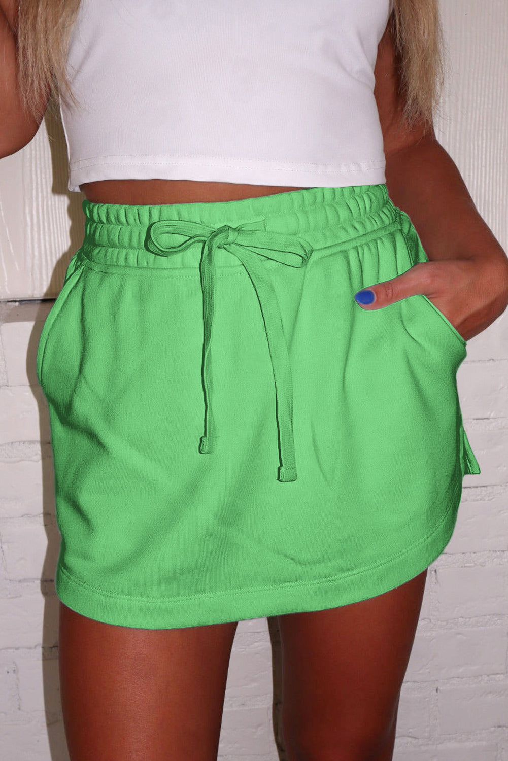 French Terry Drawstring Mini Skort with Pockets Daisie Boutique