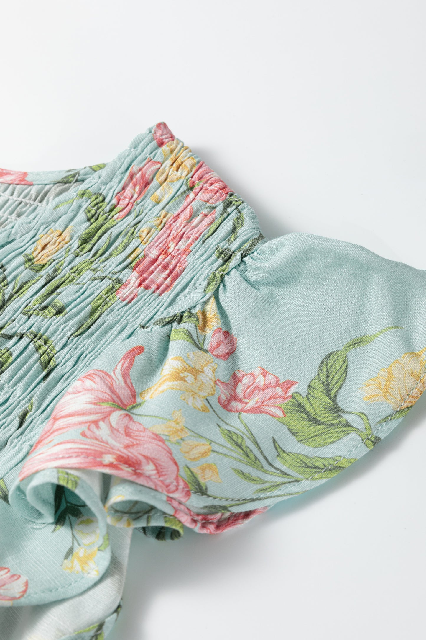 Yellow Ruffled Sleeveless Tiered Floral Maxi Dress