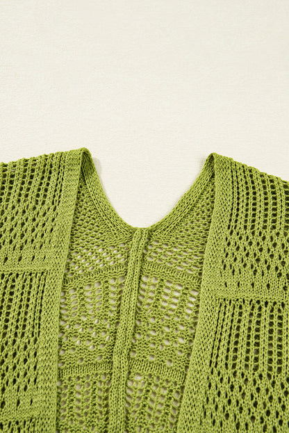 Oversize Crochet Knit Cardigan - Spinach Green Dear-Lover Dropshipping