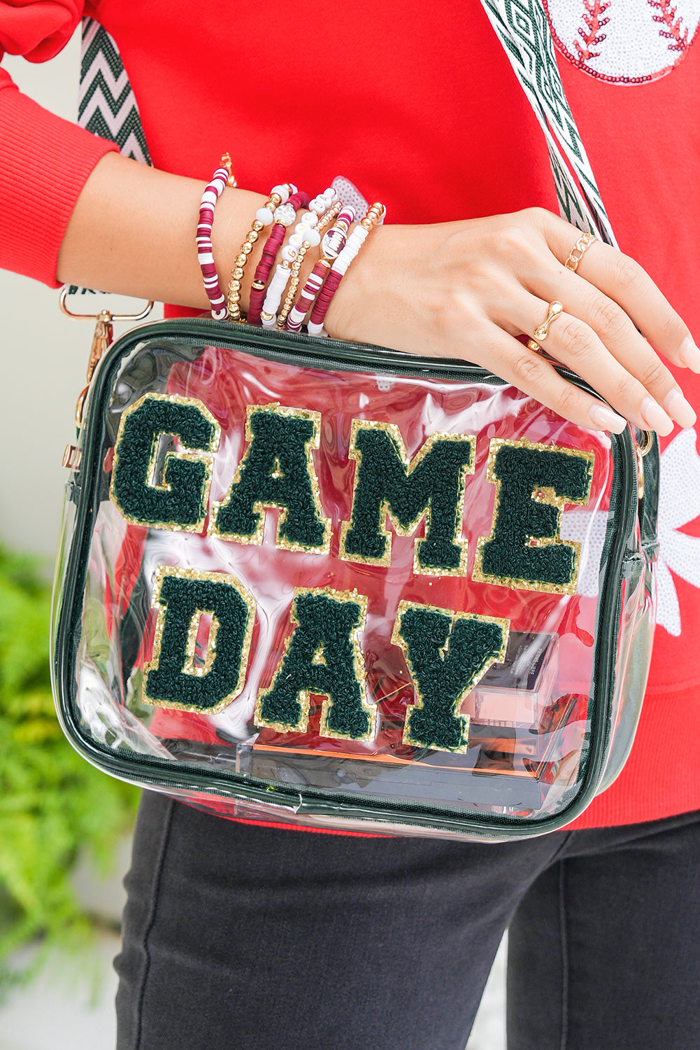 GAME DAY Chenille Shoulder Bag - Green Dear-Lover Dropshipping