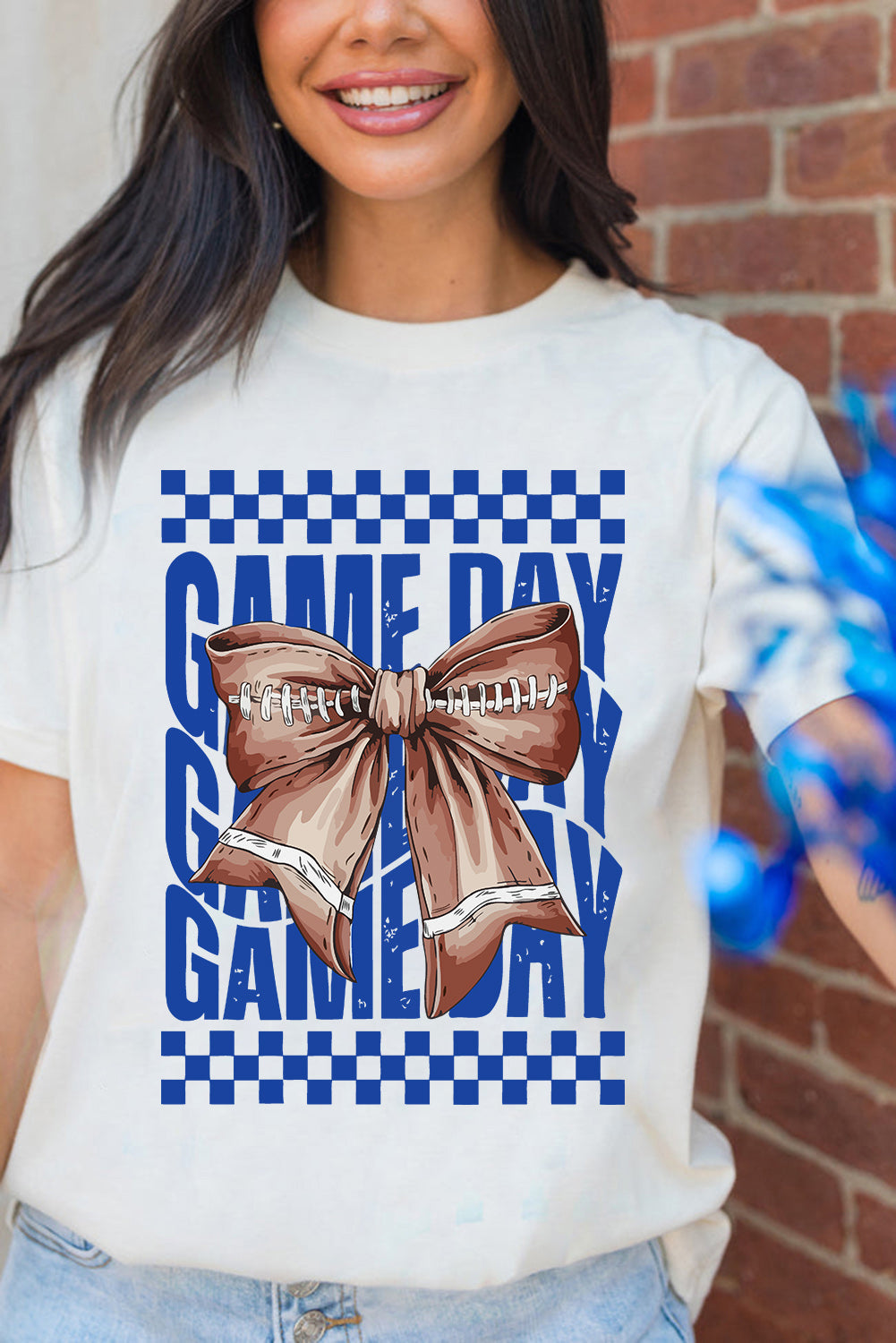 Football Bowknot GAME DAY Graphic Tee Daisie Boutique