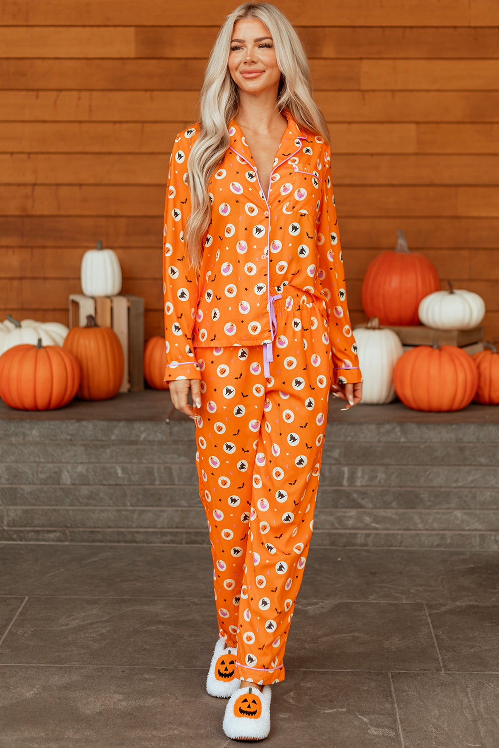 Halloween Print Long Sleeve Pajama Set Dear-Lover Dropshipping