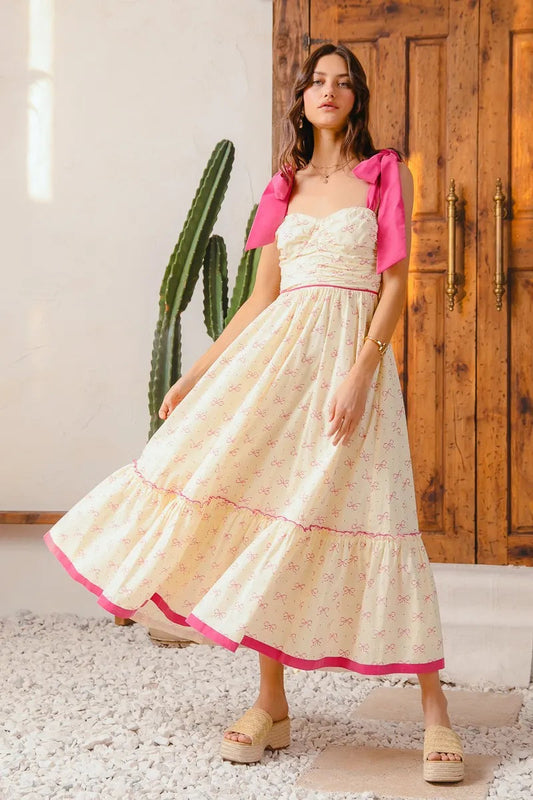SO ME Ribbon Flowy Maxi Dress with Contrast Trim My Pampered Life Seattle