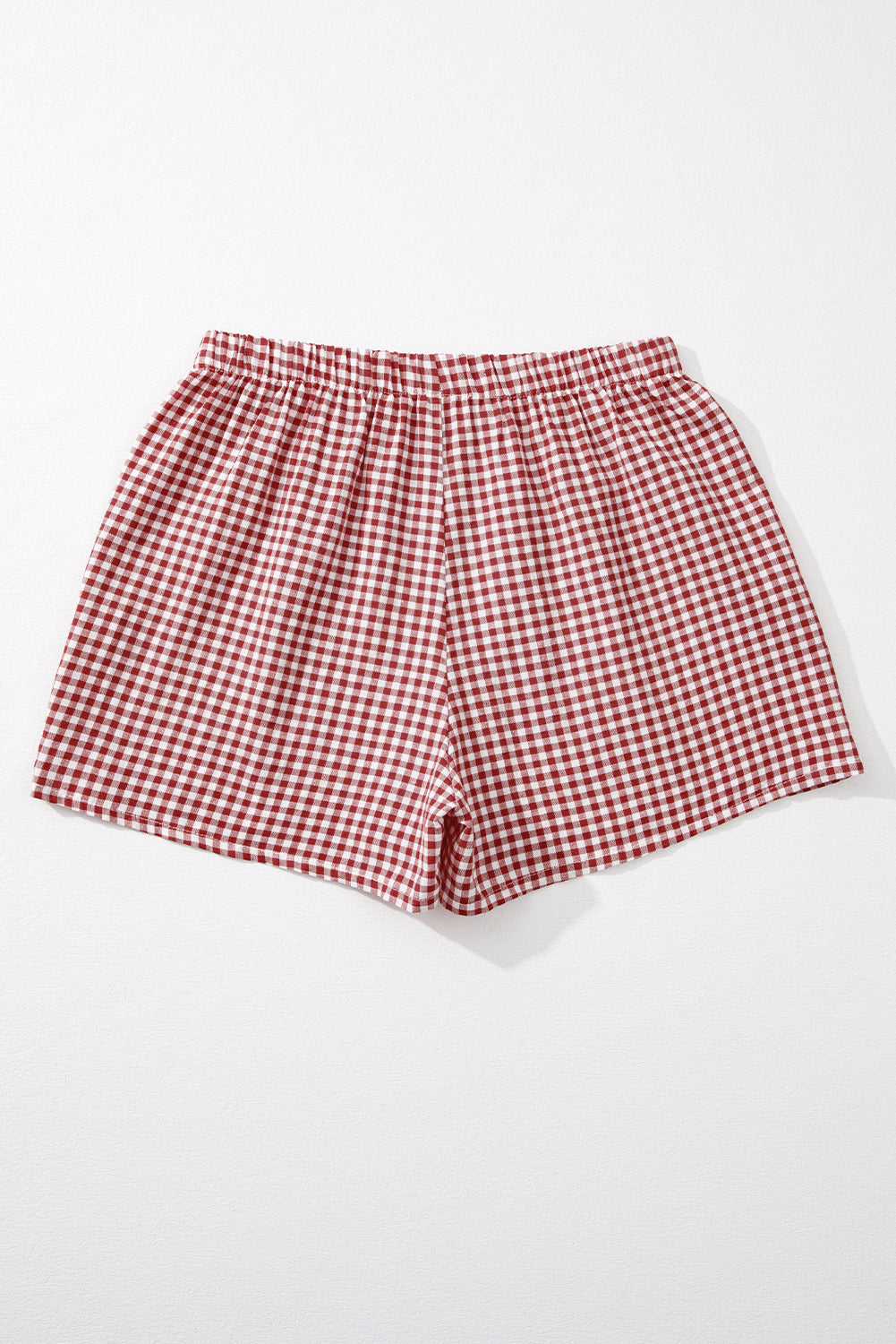 Red Plaid Gingham Printed High Waist Shorts Daisie Boutique