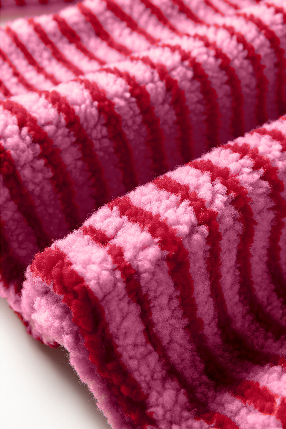 Pink Stripe Quarter Zip Fleece Oversize Sweatshirt Dear-Lover Dropshipping