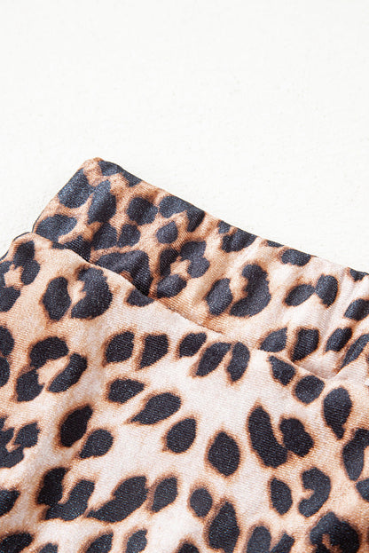 Brown Leopard Tiered Patchwork Mini Skirt Dear-Lover Dropshipping
