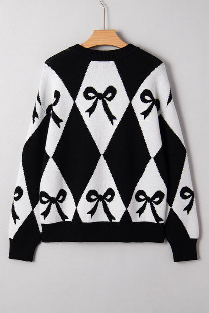 Bow Print Knit Sweater Dear-Lover Dropshipping