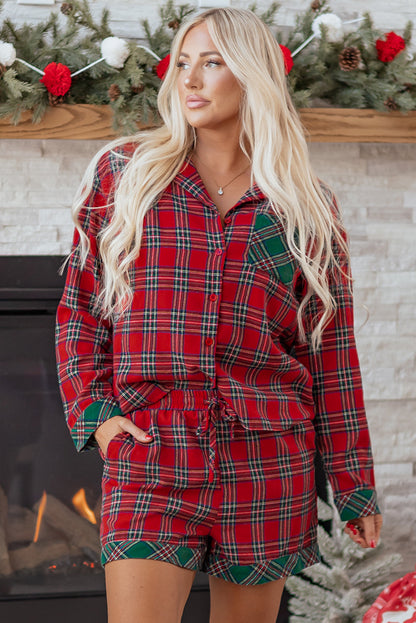 Plaid Holiday Long Sleeve and Short Pajama Set Dear-Lover Dropshipping