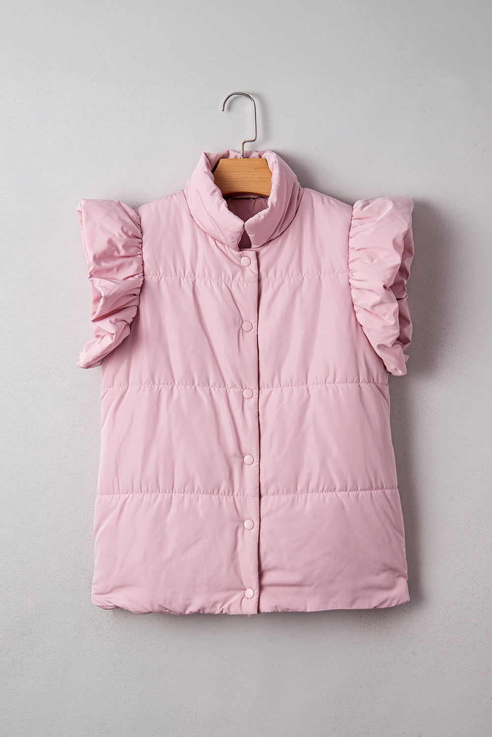 Flutter Sleeve Puffer Vest - Bubblegum Pink Dear-Lover Dropshipping