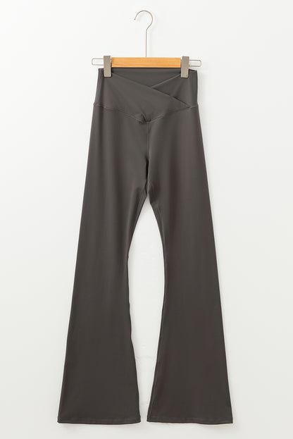 Black V Shape High Waist Flared Leggings Daisie Boutique