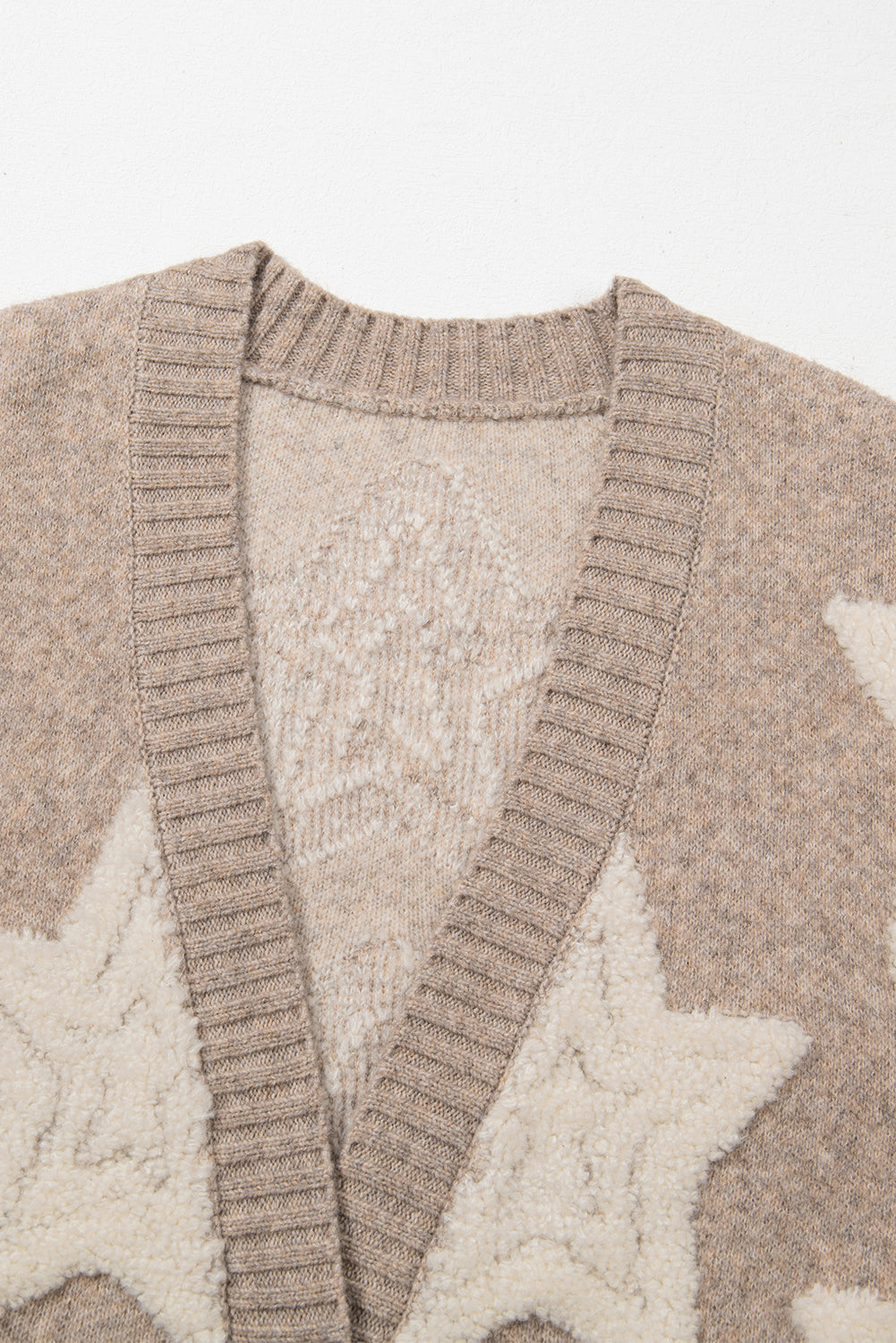 Sherpa Star Sweater with Pockets in Khaki Daisie Boutique