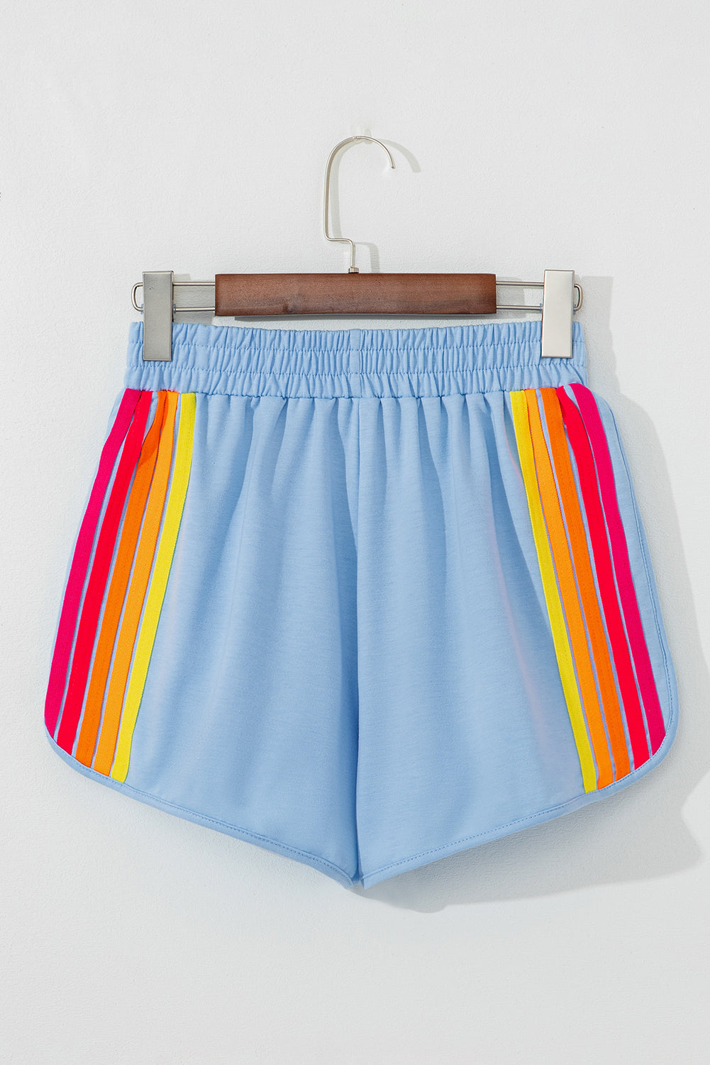 Color Block Stripes Elastic High Waist Active Shorts Daisie Boutique