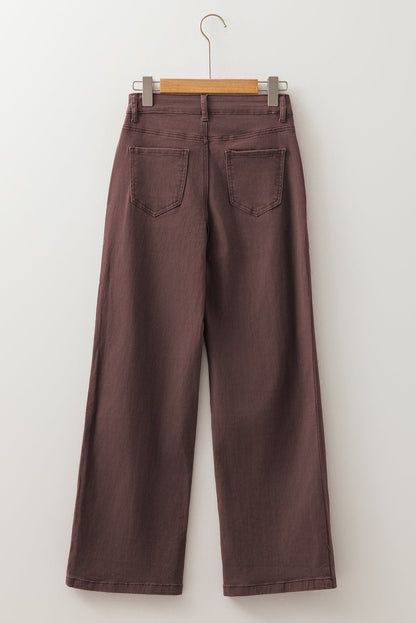 Loose Straight High Waist Solid Color Jeans - Coffee Daisie Boutique