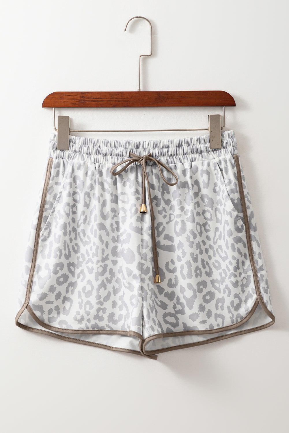 White Leopard Elastic Waist Casual Shorts Daisie Boutique