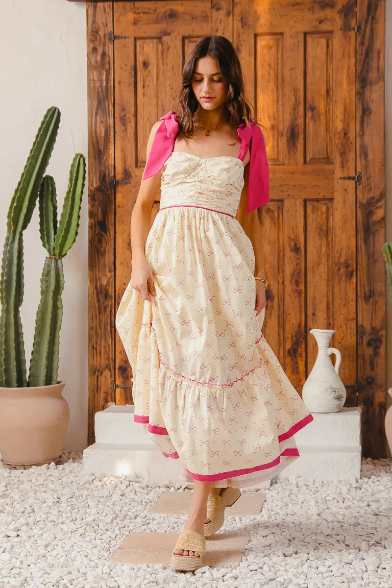 SO ME Ribbon Flowy Maxi Dress with Contrast Trim My Pampered Life Seattle