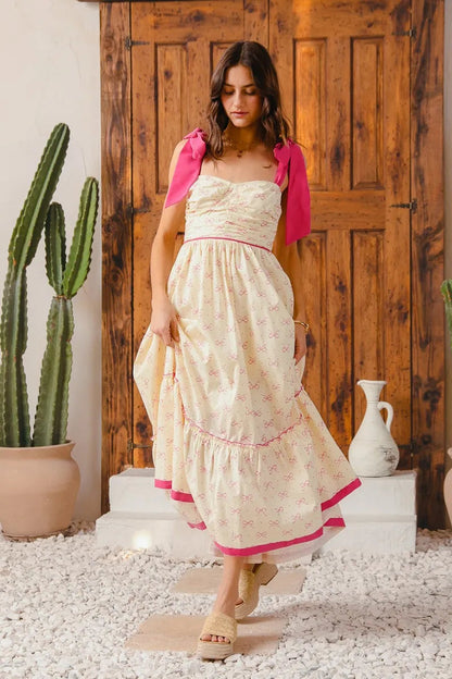 SO ME Ribbon Flowy Maxi Dress with Contrast Trim My Pampered Life Seattle