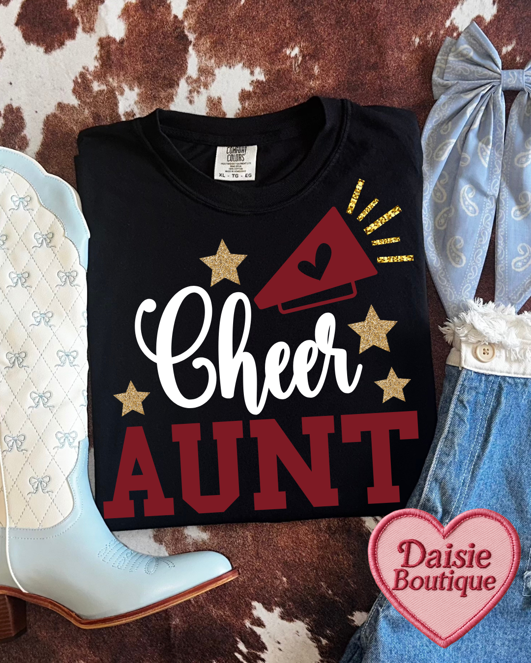 Cheer Aunt Custom Comfort Colors Tee Daisie Boutique