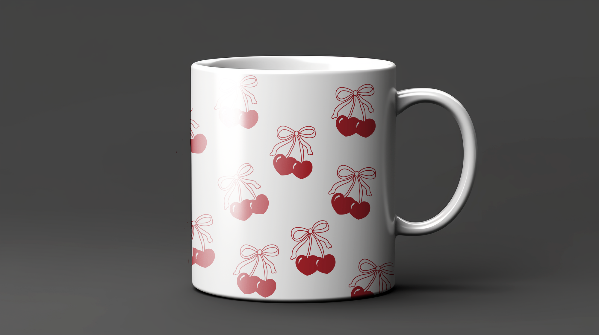 Cutie Cherry Hearts Ceramic Mug Daisie Boutique