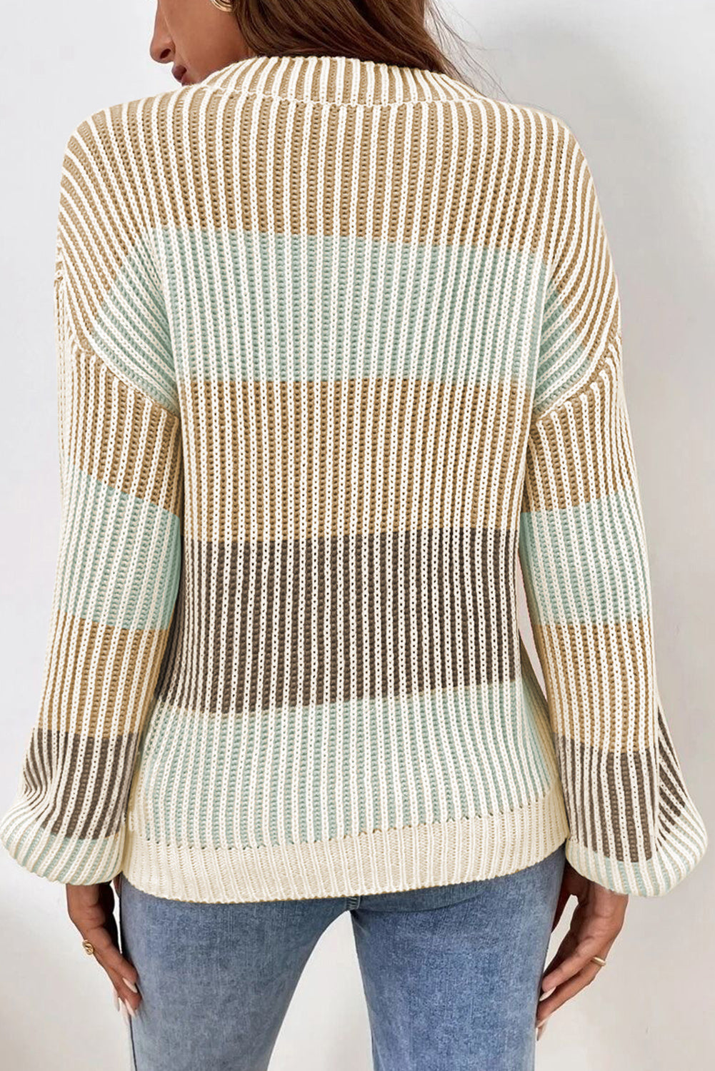 Colorblock Textured Knit Bubble Sleeve Sweater Daisie Boutique