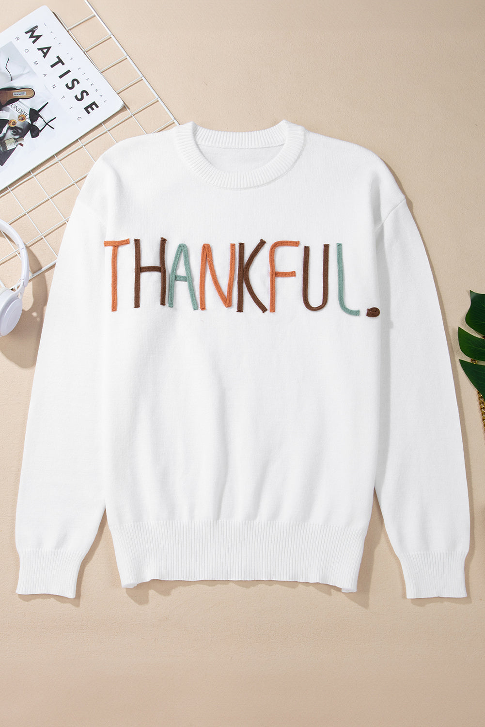 White Thankful Ivory Embroidered Sweater Daisie Boutique