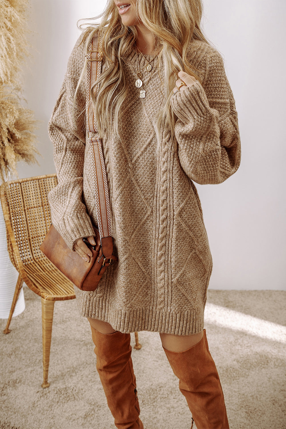 Cable Knit Sweater Dress Daisie Boutique