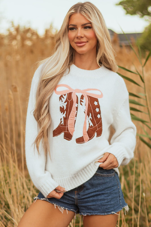Cutie Bow Boots Sweater Dear-Lover Dropshipping