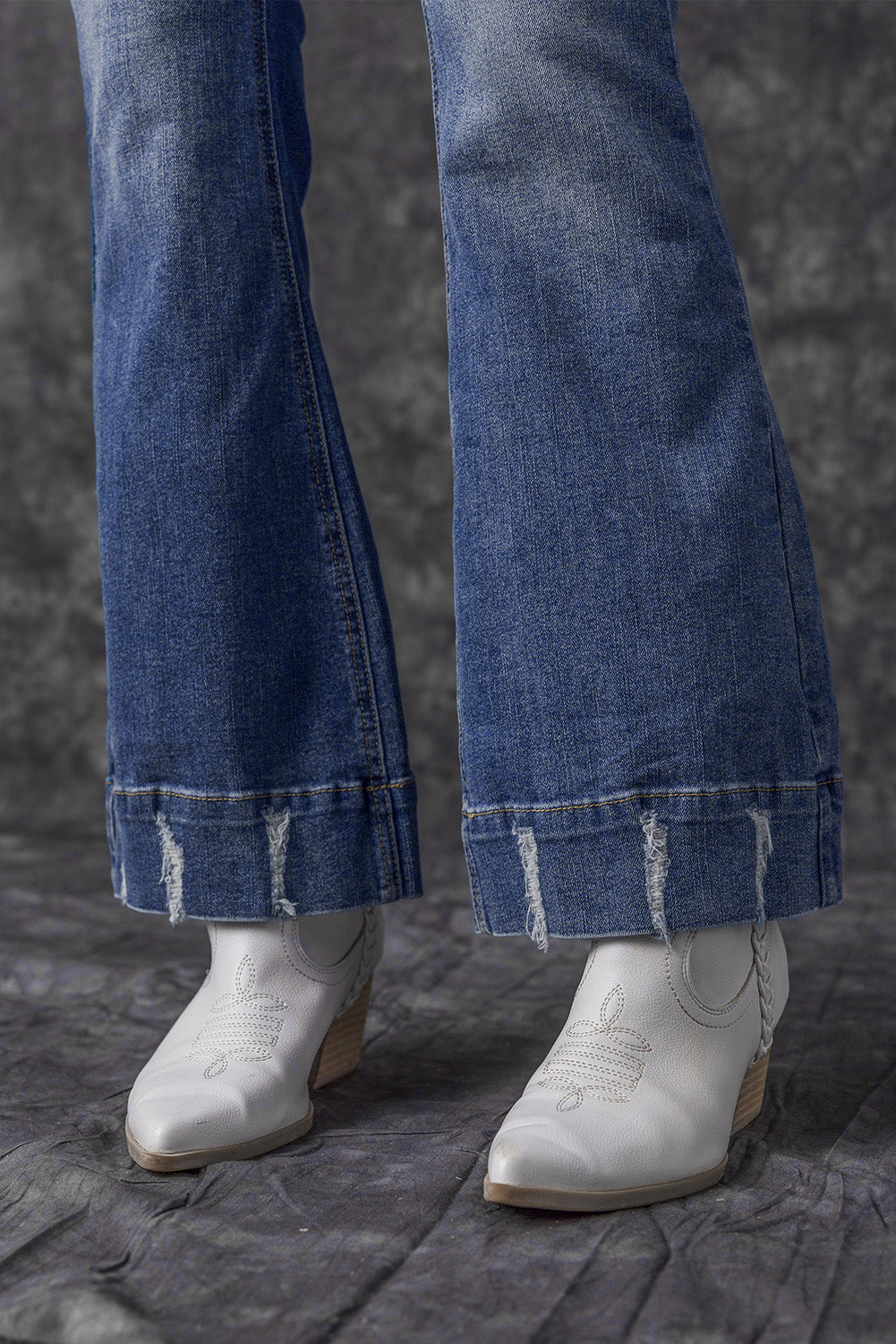 Distressed Medium Wash Flare Jeans Daisie Boutique