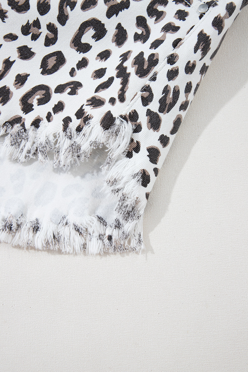 Leopard Frayed Hem Denim Shorts Daisie Boutique