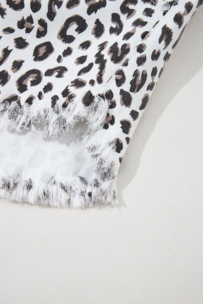 Leopard Frayed Hem Denim Shorts Daisie Boutique