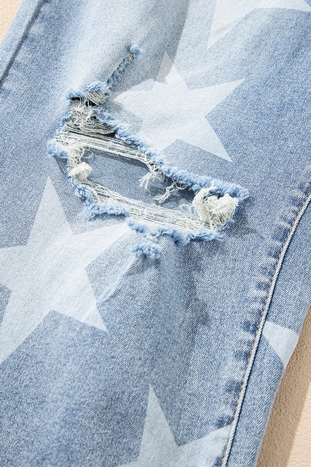 Star Printed Multi Buttons Slit Knee Destroyed Plus Size Jeans Daisie Boutique