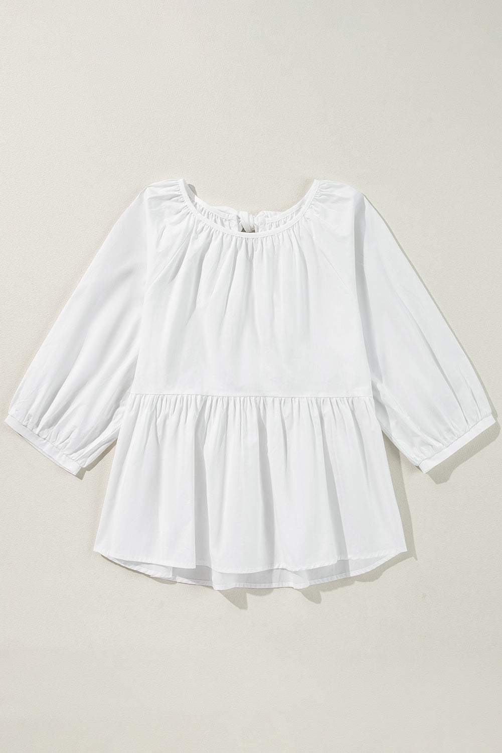 Bow Knot Cutout Back 3/4 Sleeve Blouse - White Daisie Boutique