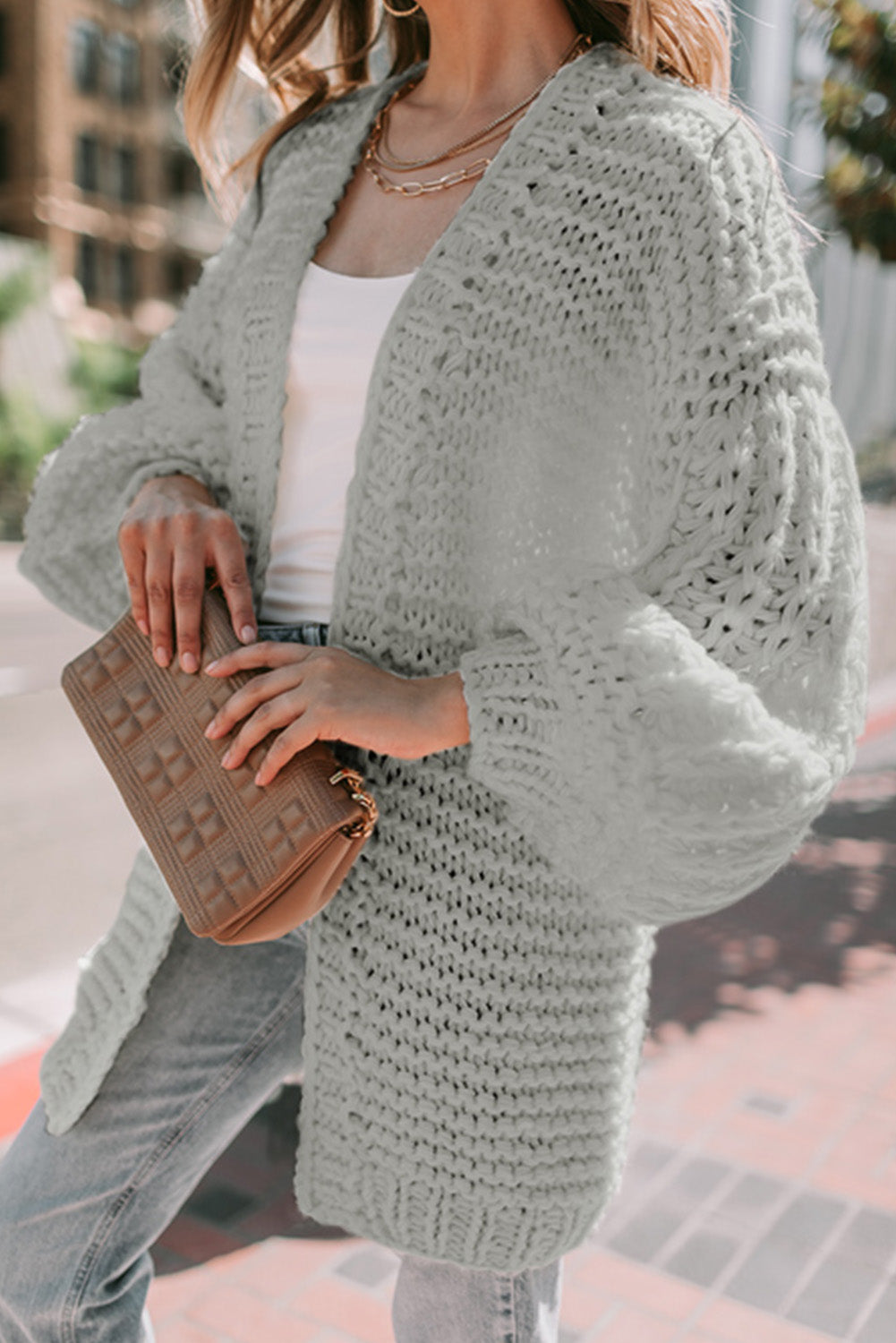 Chunky Oversize Knit Puff Sleeve Cardigan Dear-Lover Dropshipping