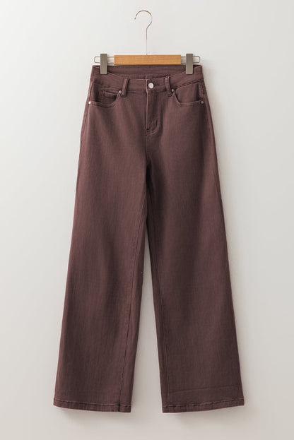 Loose Straight High Waist Solid Color Jeans - Coffee Daisie Boutique
