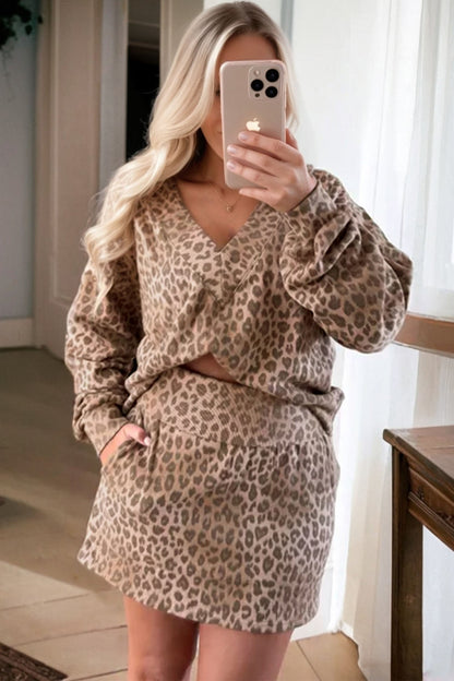 Leopard Print Pullover Mini Skirt Set Dear-Lover Dropshipping
