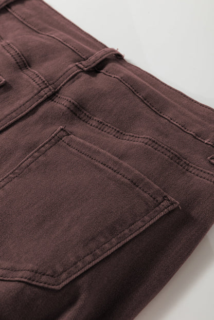 Loose Straight High Waist Solid Color Jeans - Coffee Daisie Boutique