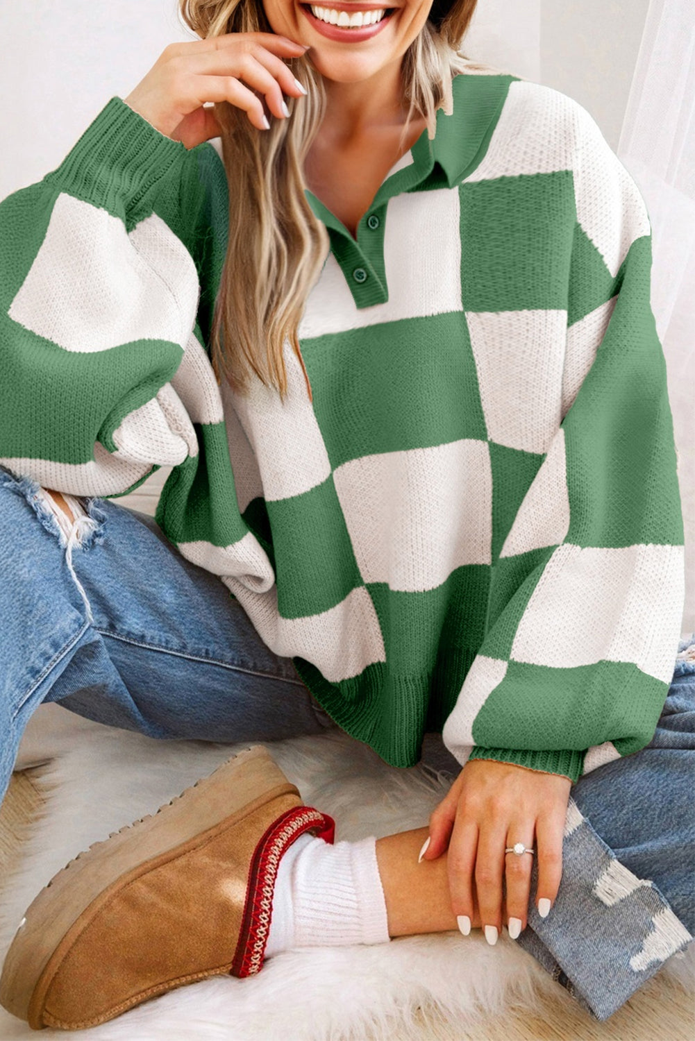 Cutie Checkered Sweater Dear-Lover Dropshipping