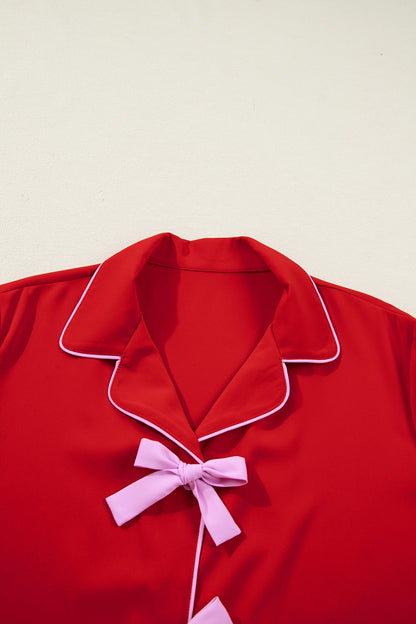 Ribbon Bow Short Silky 2pcs Pajama Set Dear-Lover Dropshipping