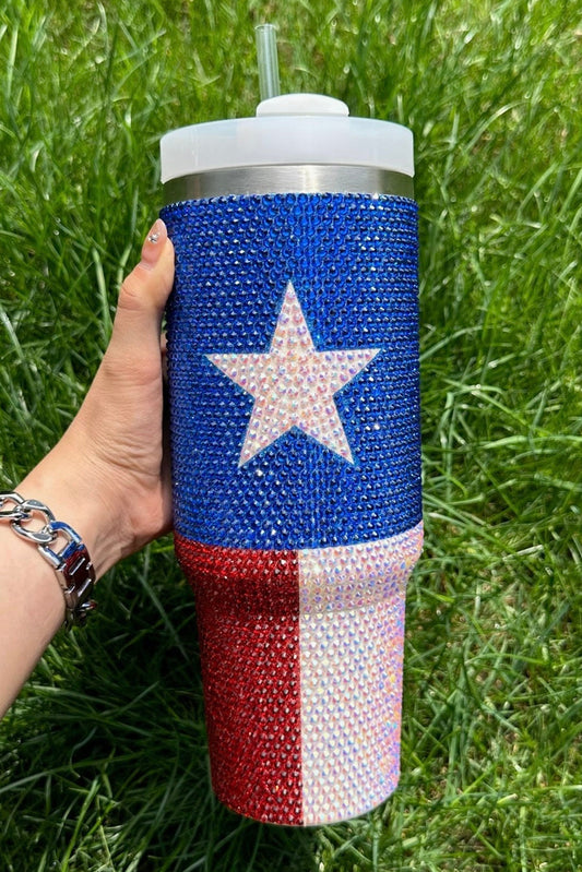American Flag Star Full Rhinestone Tumbler 40oz Daisie Boutique