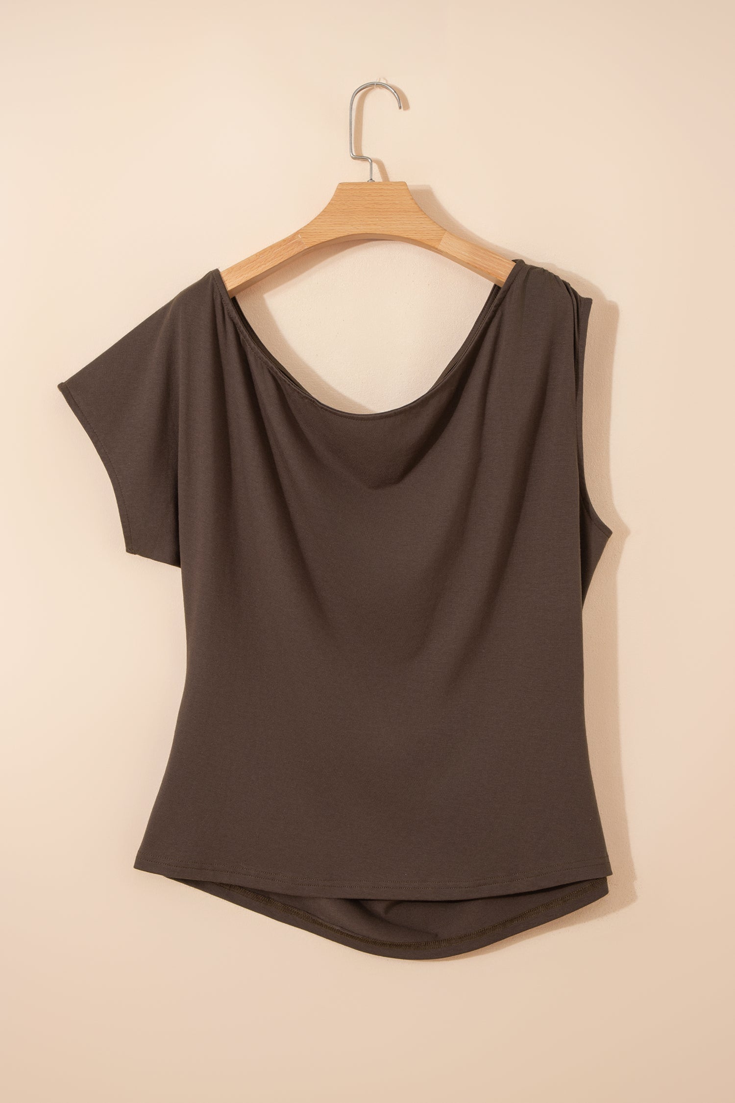 Plus Size Solid Color Asymmetric Neck Short Sleeve Blouse Dear-Lover Dropshipping