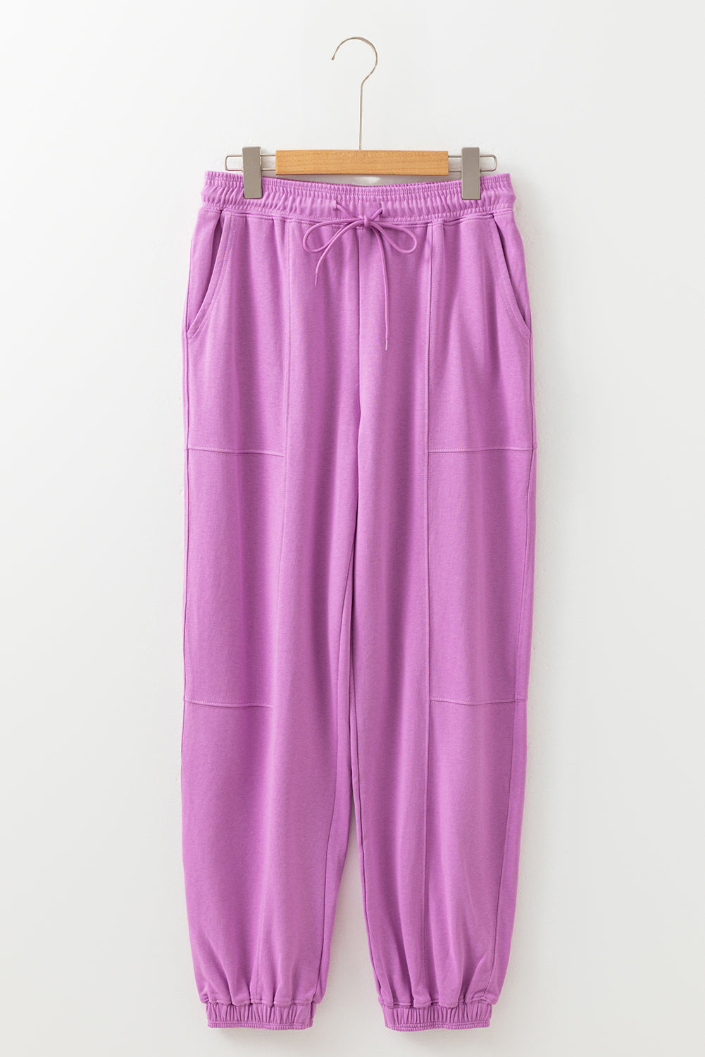 Drawstring Waist Patchwork Solid Color Jogger Pants - Lilac Dear-Lover Dropshipping