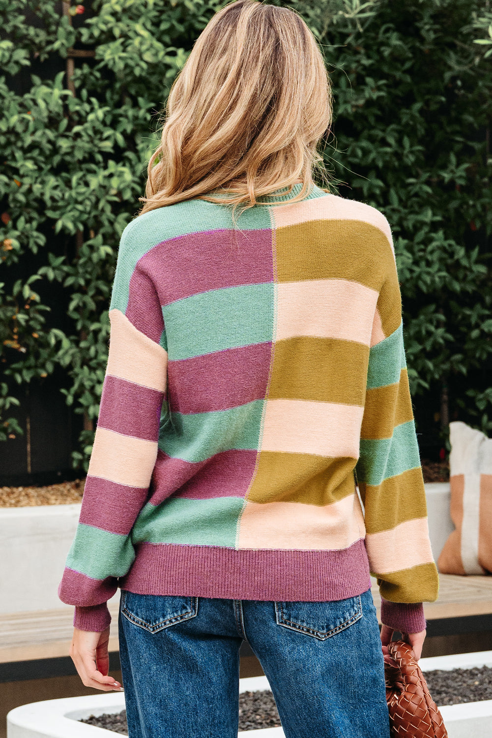 Stripe Drop Shoulder Ribbed Edge Casual Sweater Dear-Lover Dropshipping